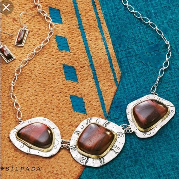 Stunning Silpada Sterling Silver and Tiger’s Eye Necklace N3346 - Picture 2 of 9